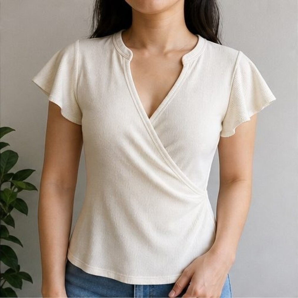Cream Ruffle Blouse - Picture 2 of 6